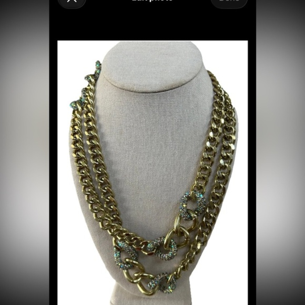 Heidi Daus "XL Hoops" Crystal-Accented Curb-Link Long Necklace AURORA BOREALIS